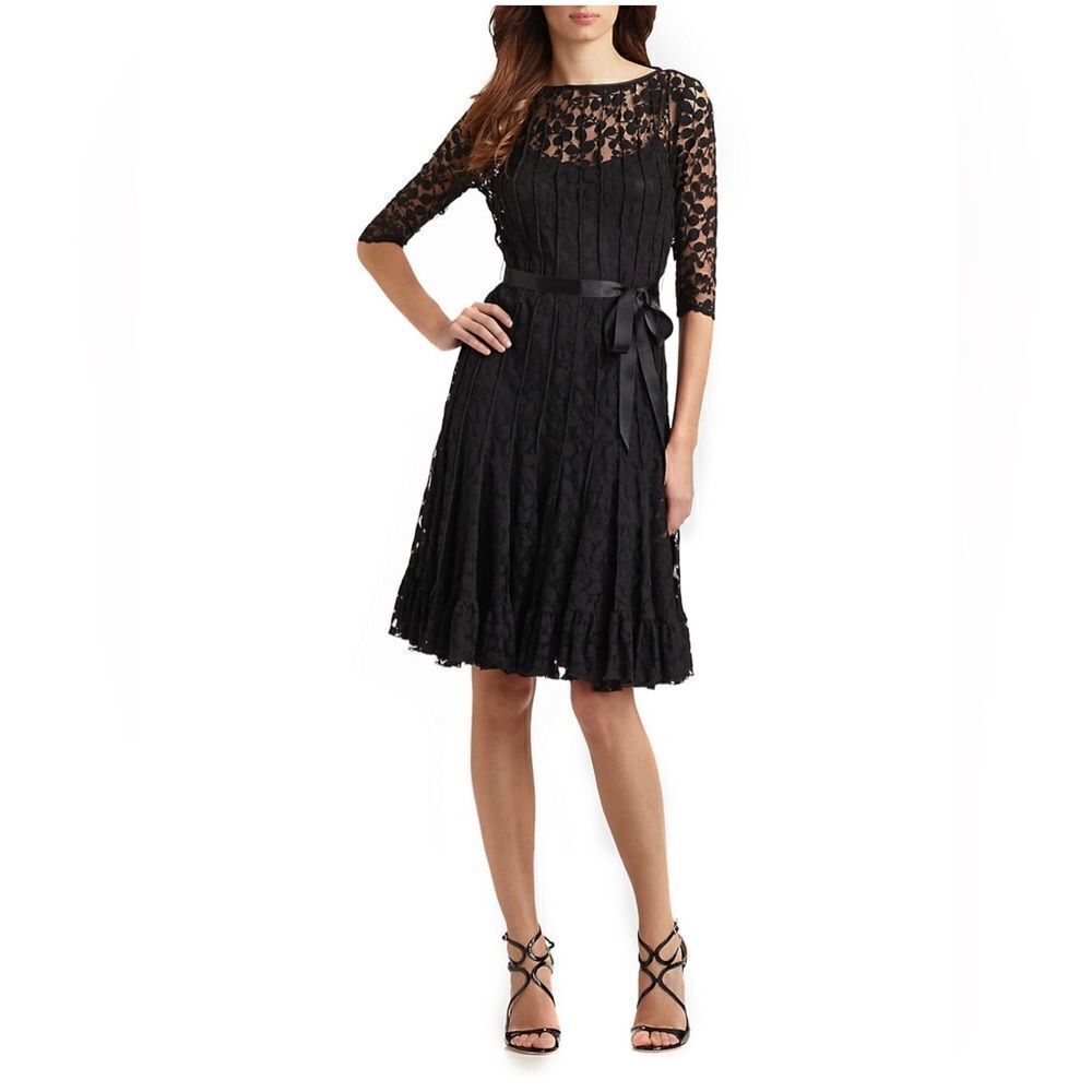 Teri Jon by Rickie Freeman Lace Pintuck Dress size 12